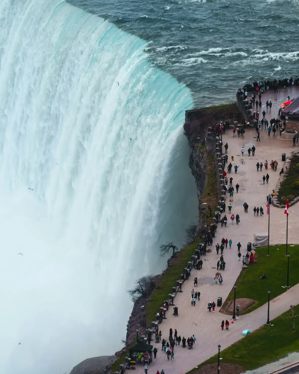 Visitors on the walkway beside the Horseshoe Falls